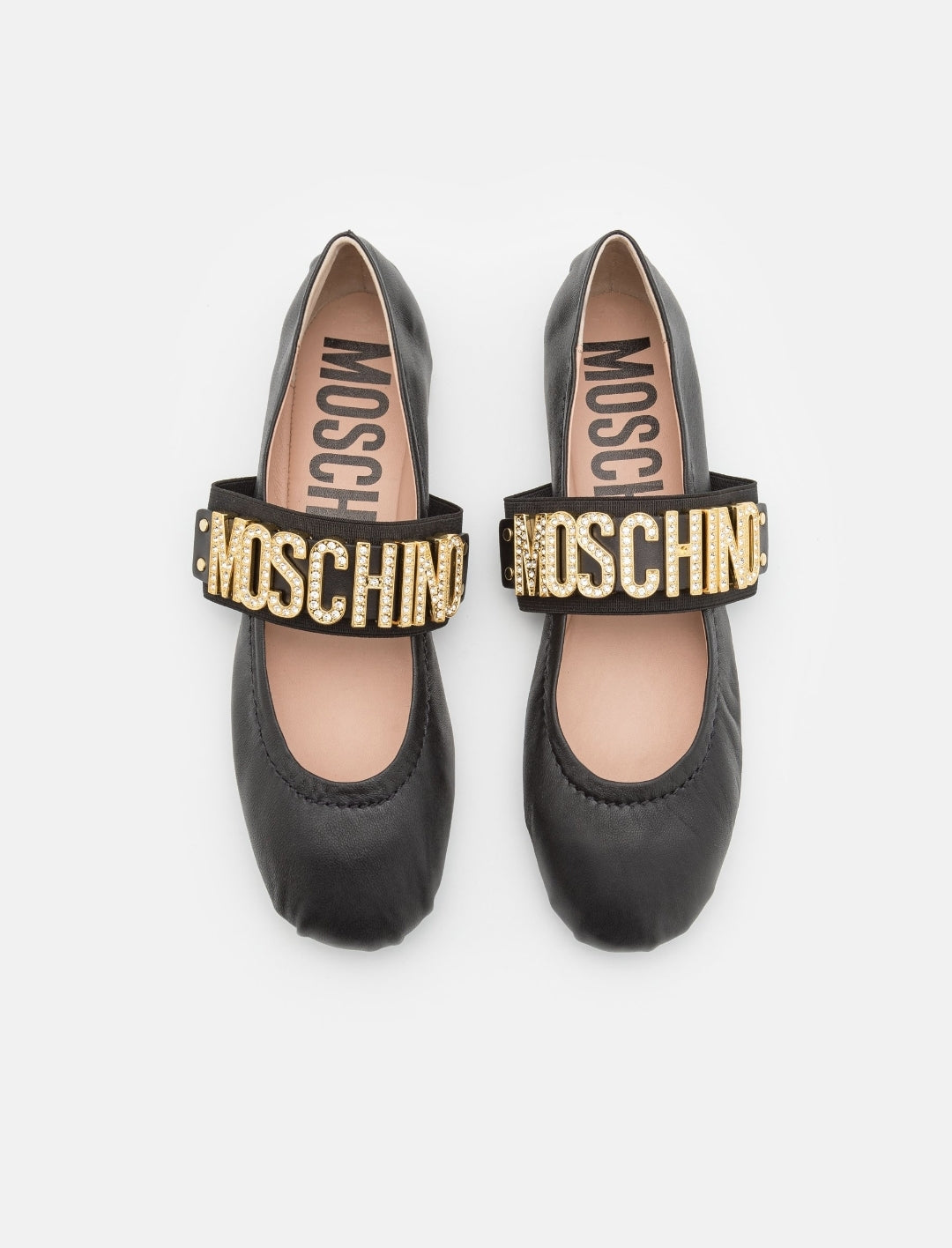 Ballerine MOSCHINO taille 38 noir or logo paillettes