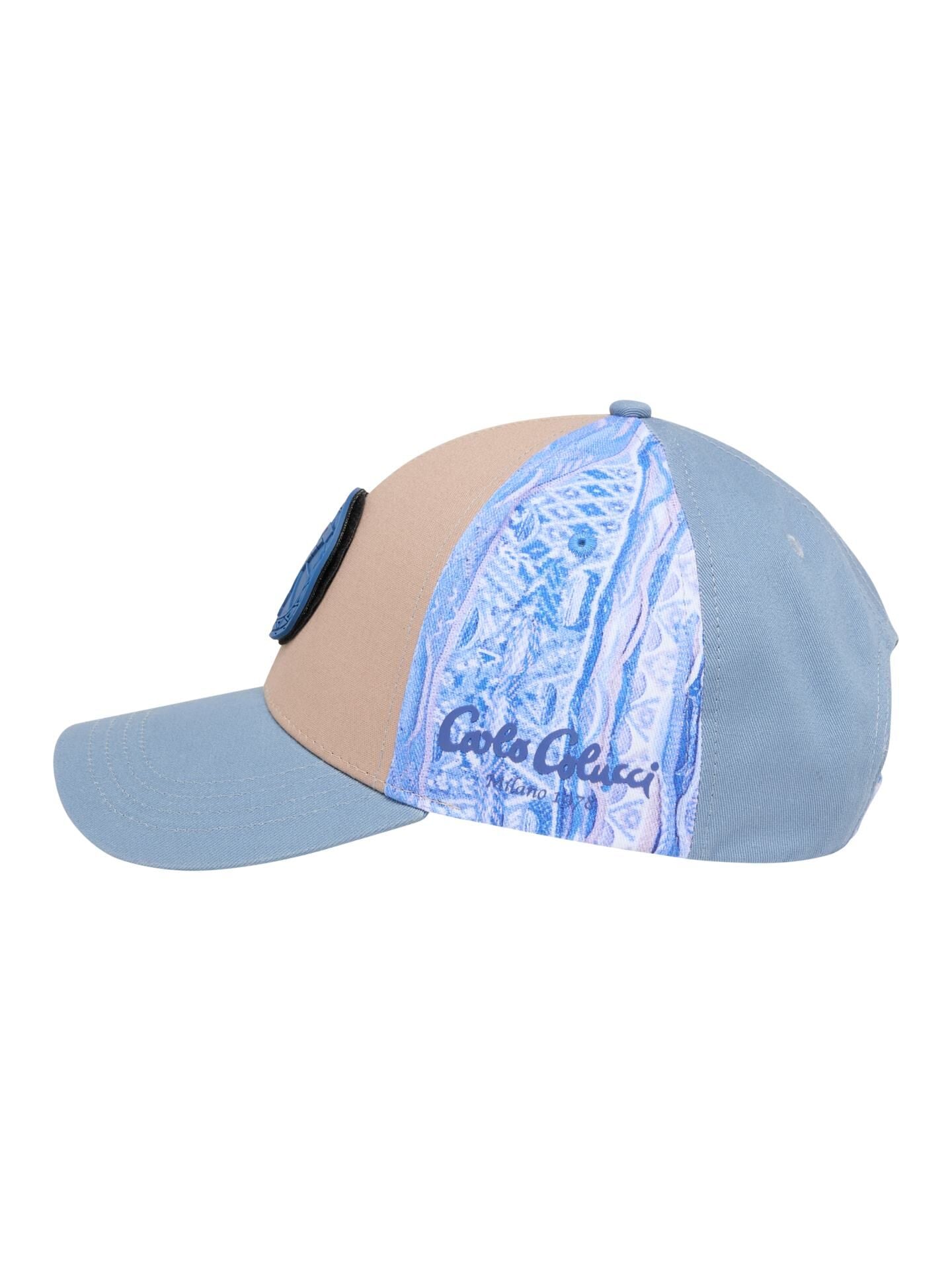 Carlo Colucci Basecap hellblau beige mit blauem Patch