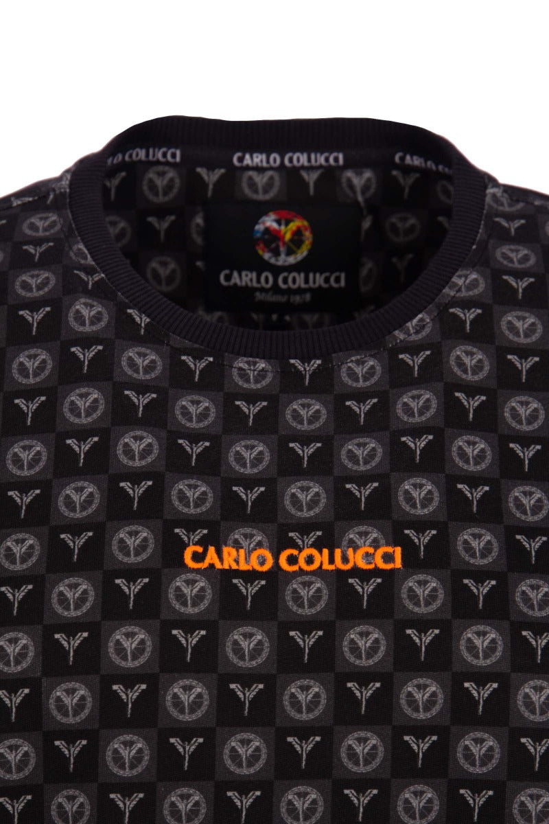 (12) Carlo Colucci T Shirt monogram schwarz CC-C3099-201