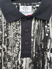 Carlo Colucci Poloshirt schwarz weiß muster Gr L