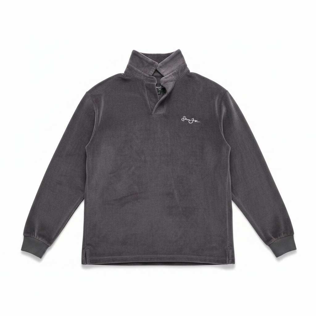 Sean John Herren Sweatshirt grau vintage velours rugby shirt samt -223/239-