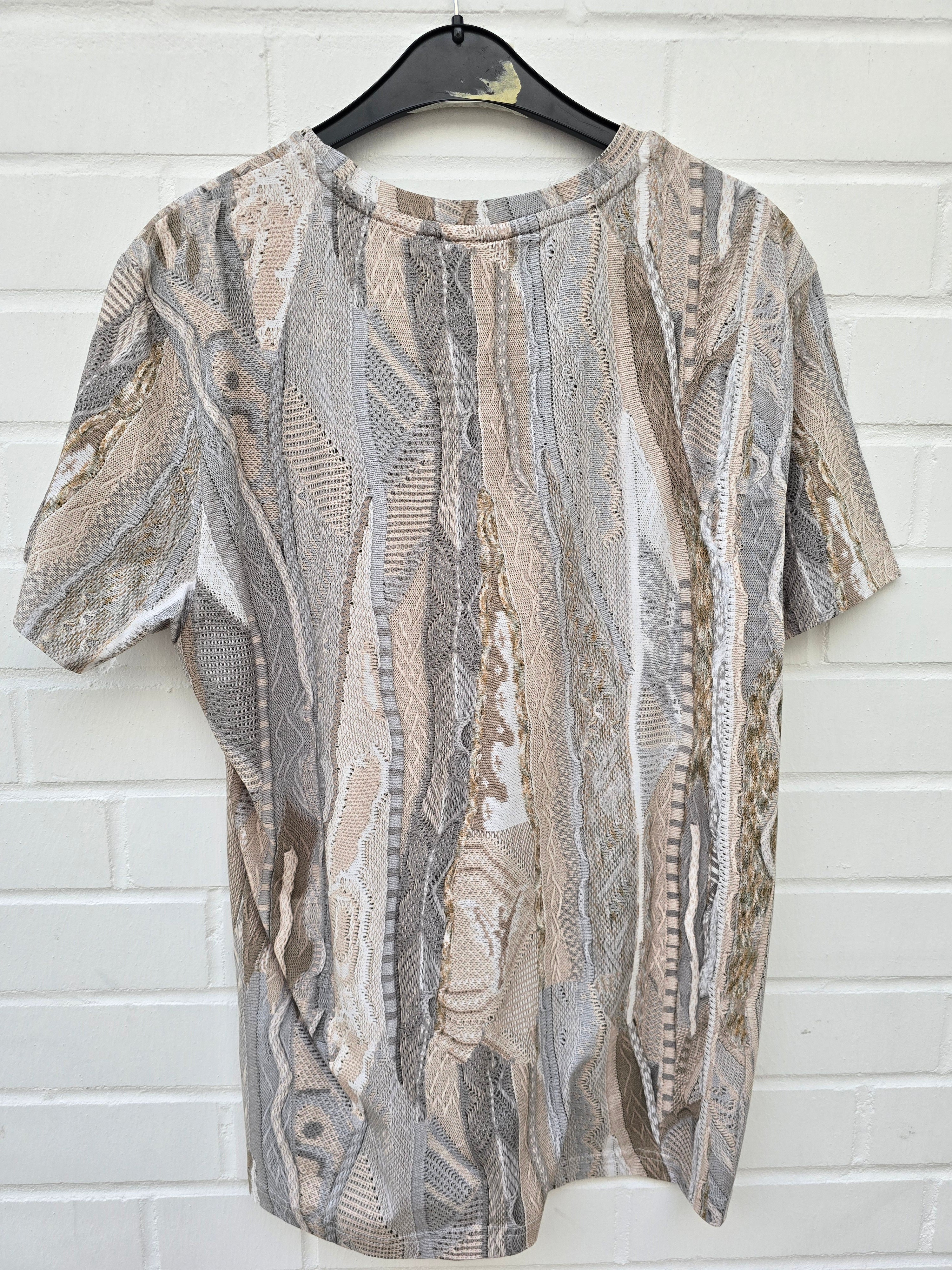 Carlo Colucci Tshirt beige 3d Optik Gr L