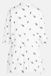 (U8) Ulla Popken Bluse weiß Blattmuster 806704 200
