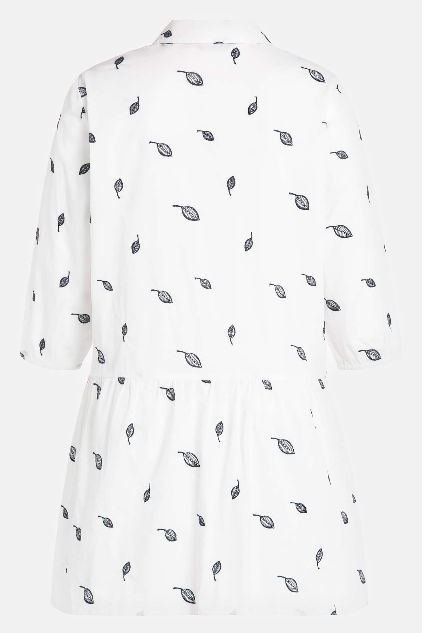 (U8) Ulla Popken Bluse weiß Blattmuster 806704 200