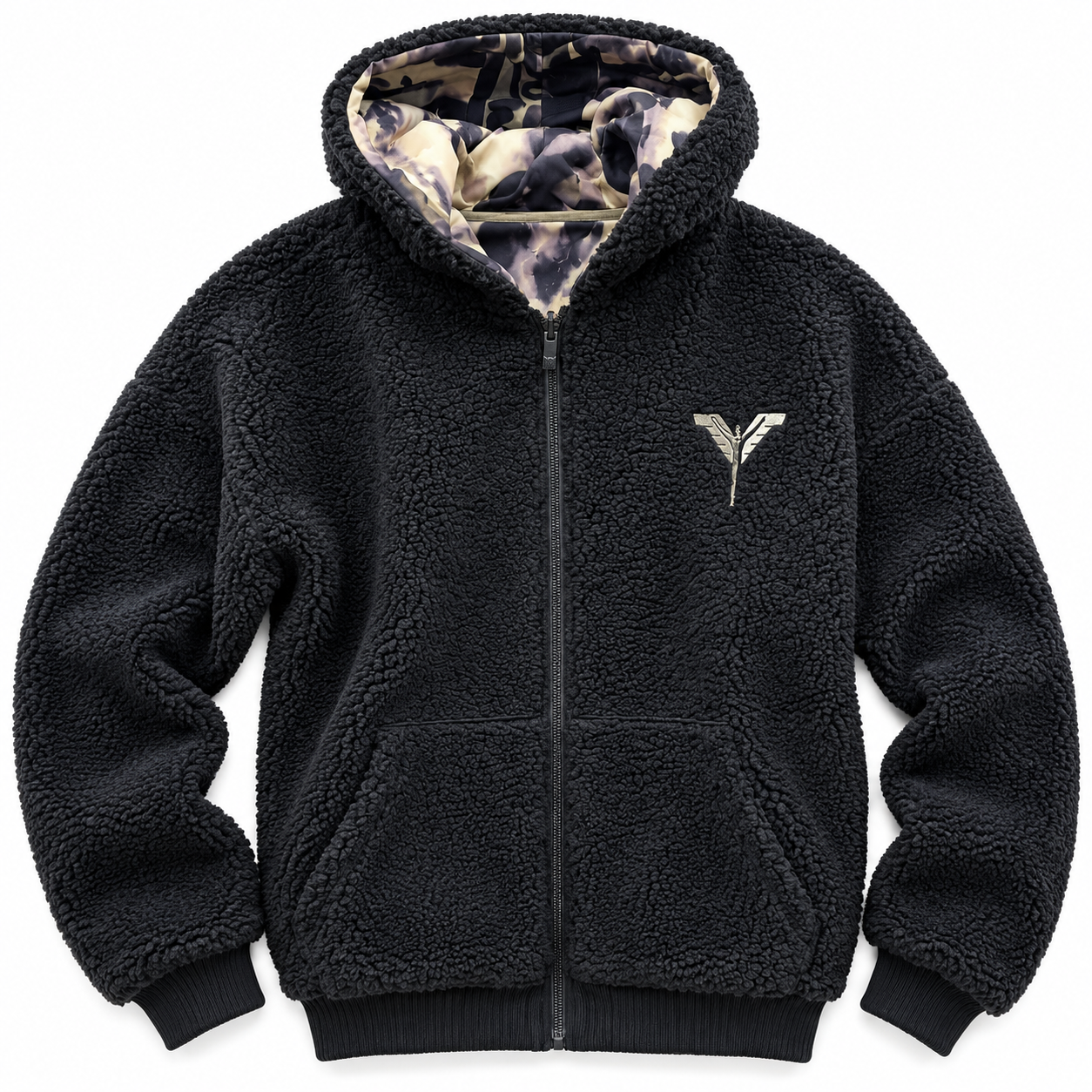Carlo Colucci Wendejacke Logo Stick schwarz weiß C7627