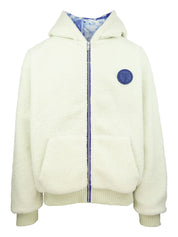 Original Carlo Colucci Teddy Wendejacke  schwarz weiß Jacke Reißverschluss Schrift.