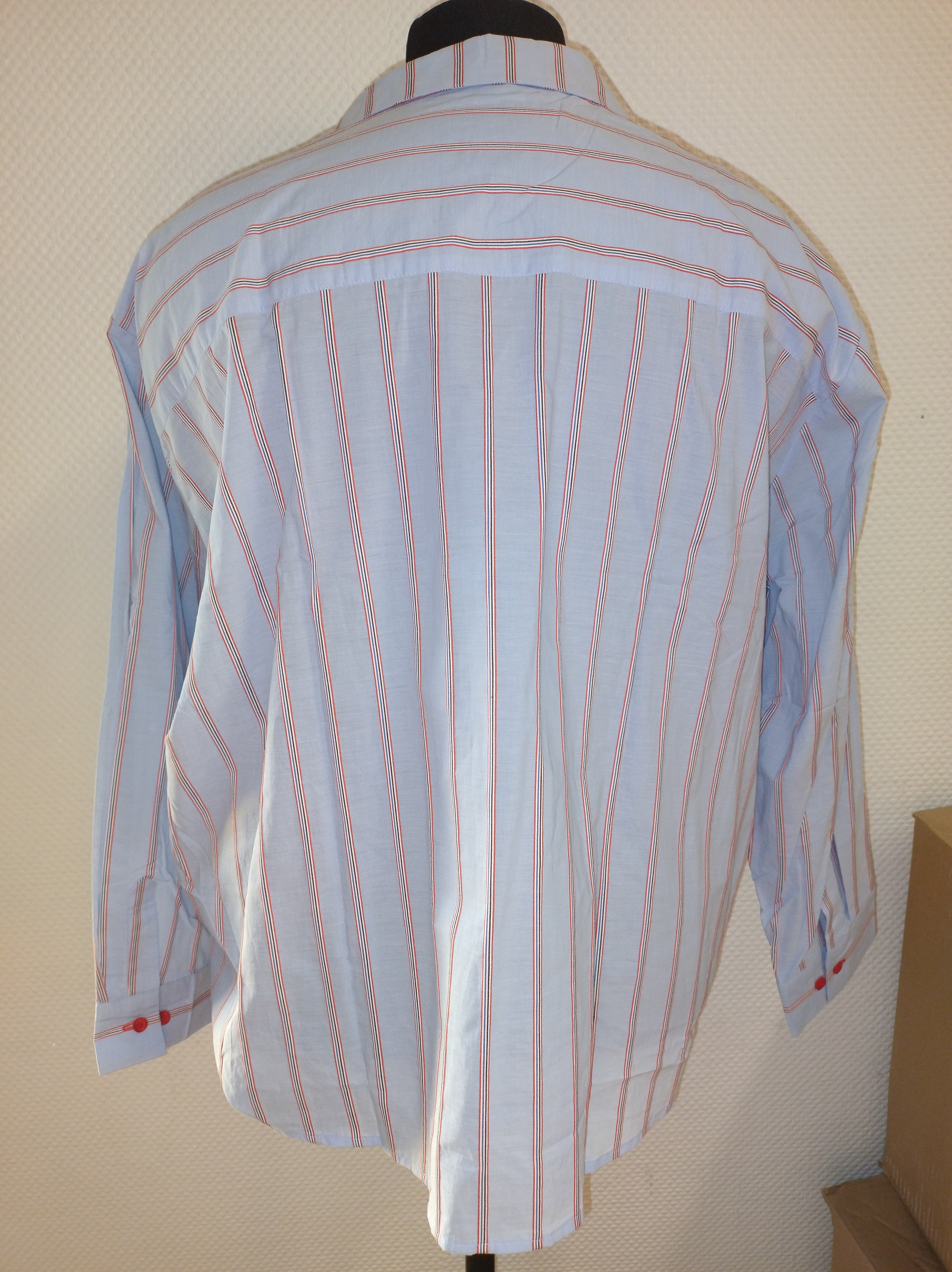 (U17) Ulla Popken Hemd Blau/Rot gestreift 727209 73
