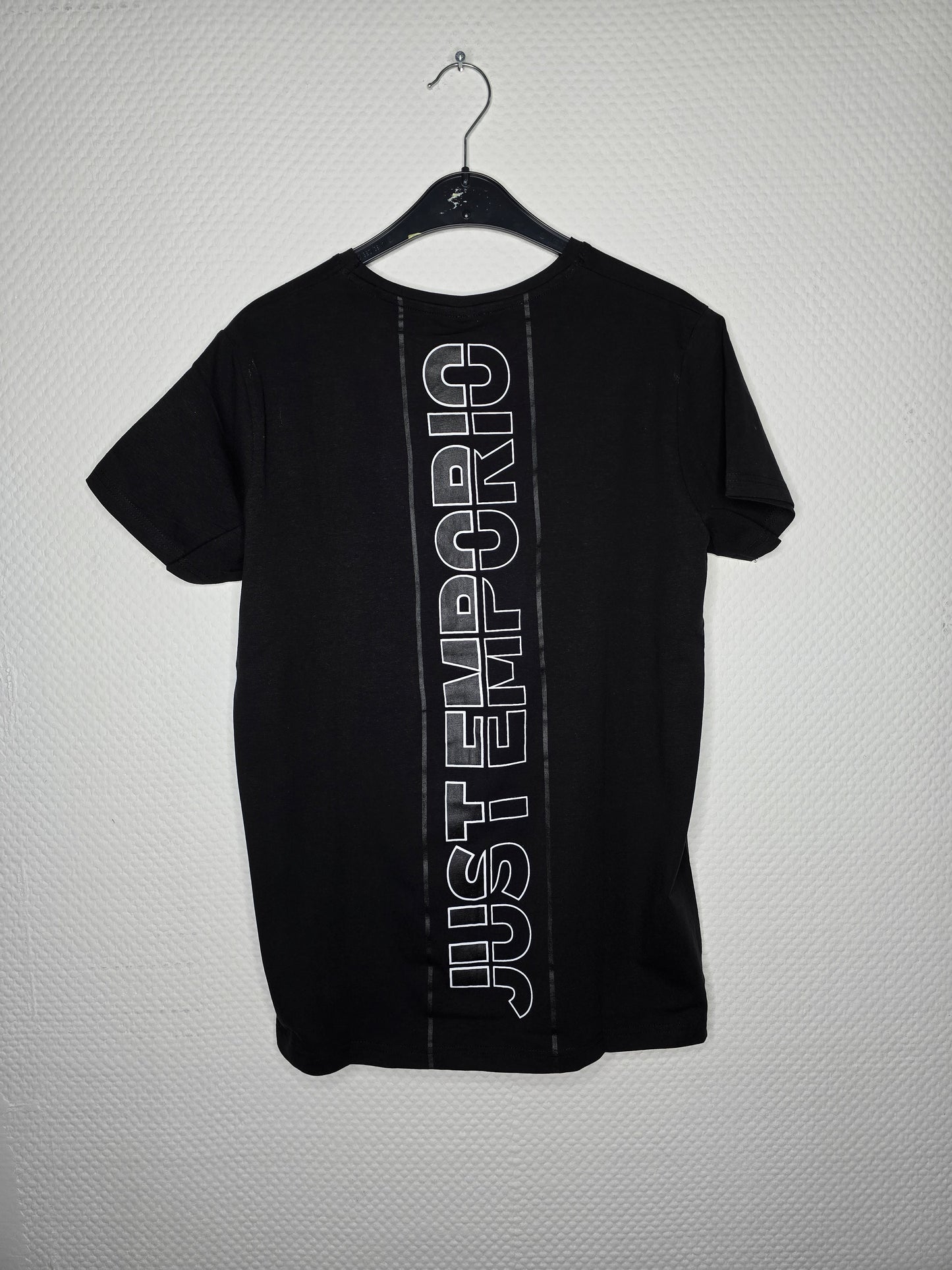 (34) Just Emporio T Shirt schwarz Rücken Logo groß SLIM FIT