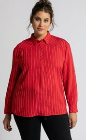 (U30) Ulla Popken Bluse Rot/weiß 791266 530