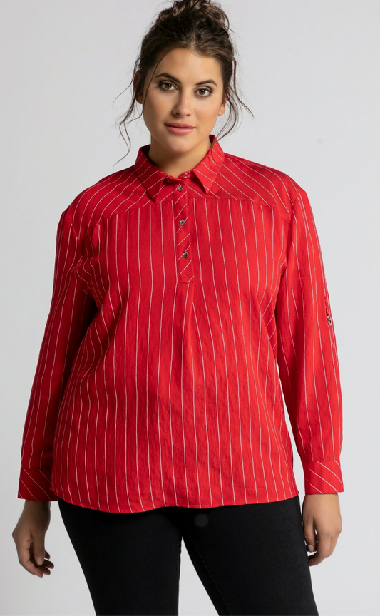 (U30) Ulla Popken Bluse Rot/weiß 791266 530