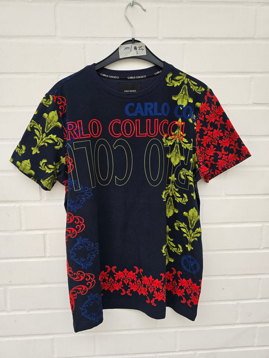 (Stange2) Carlo Colucci Tshirt schwarz muster Gr S