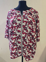 ULLA POPKEN Bluse Langarm Blumen rot weiß 724231 51 (U29)