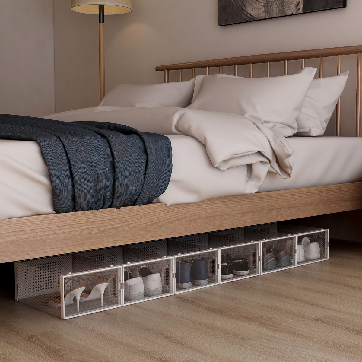 12er Schuhboxen Kunststoff transparent faltbar Set Schuh Organizer Aufbewahrung