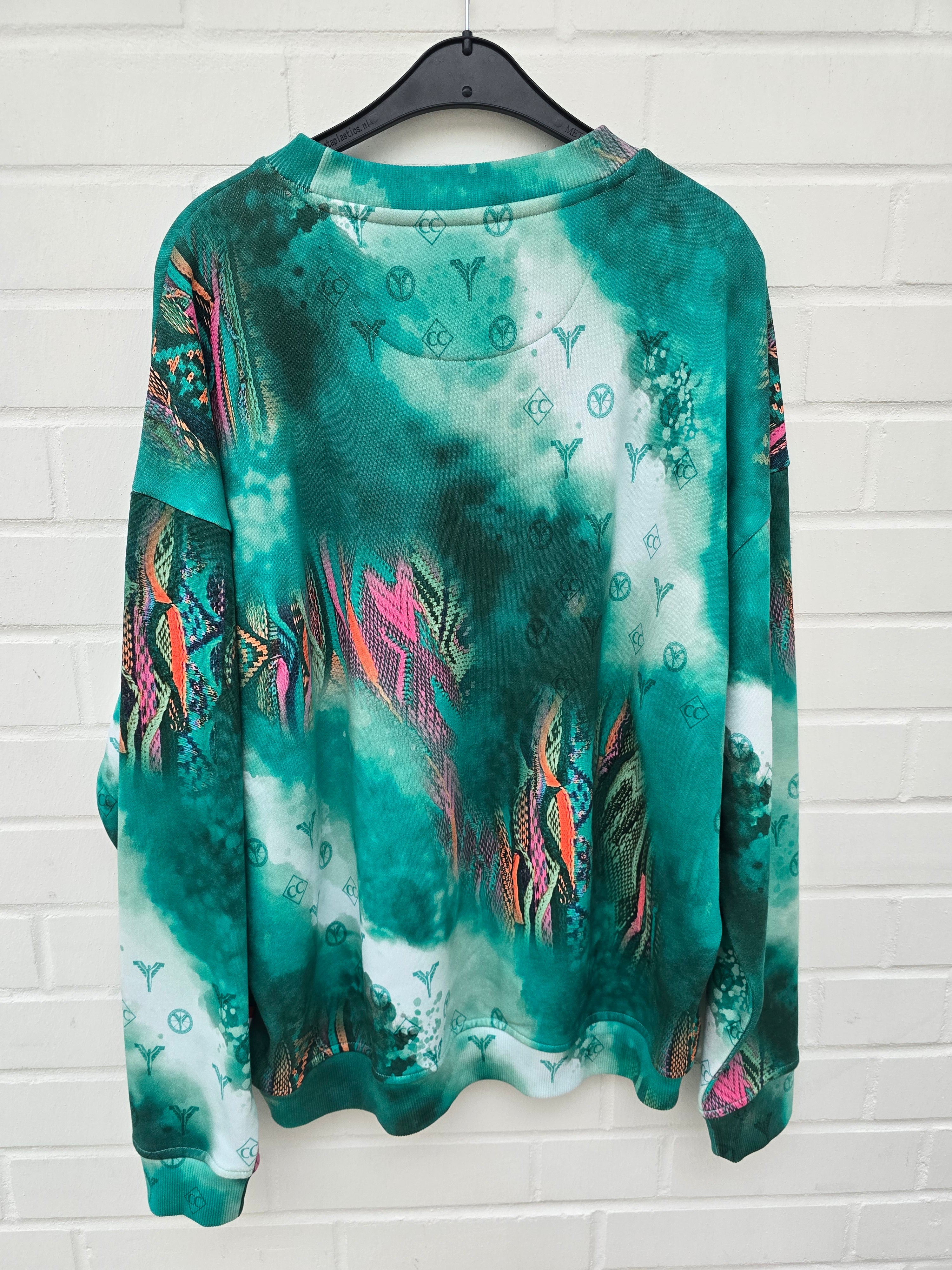 (Stange2) Carlo Colucci Sweatshirt Pullover  grün Muster Gr L-XL