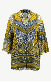 (U9) Ulla popken Bluse Gelb/blau 809399 200