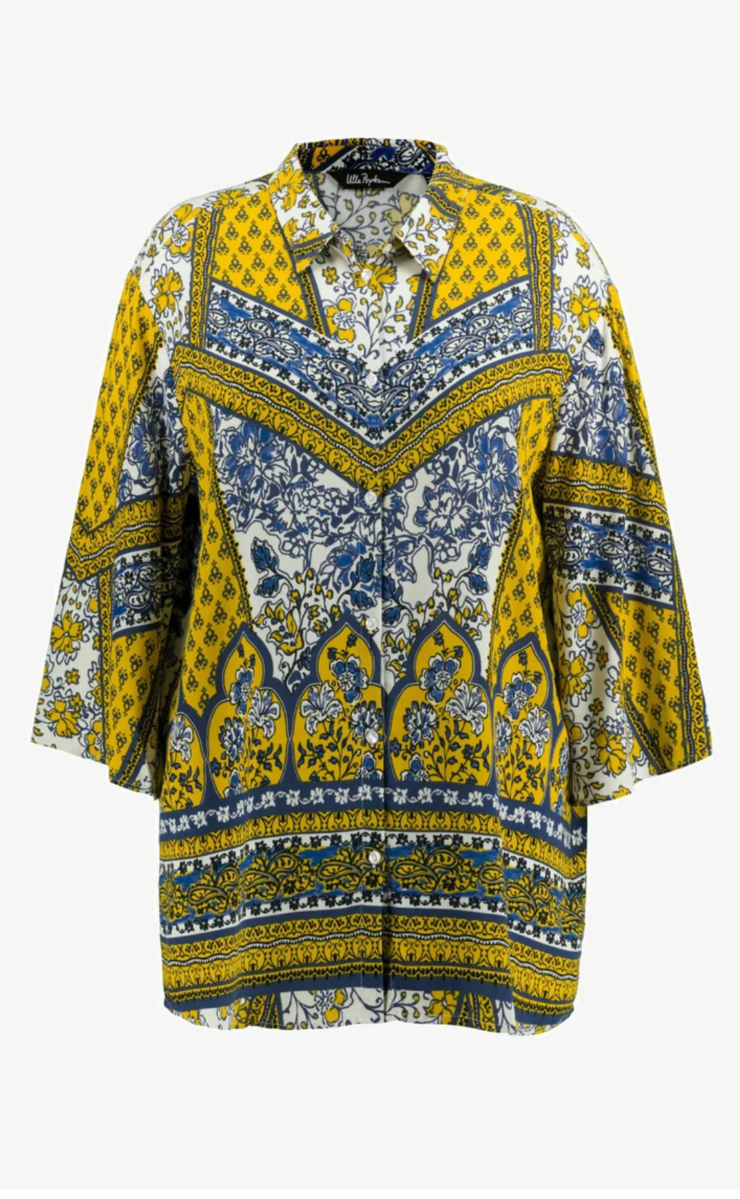 (U9) Ulla popken Bluse Gelb/blau 809399 200