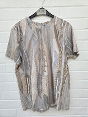 Carlo Colucci Tshirt beige 3d Optik Gr L