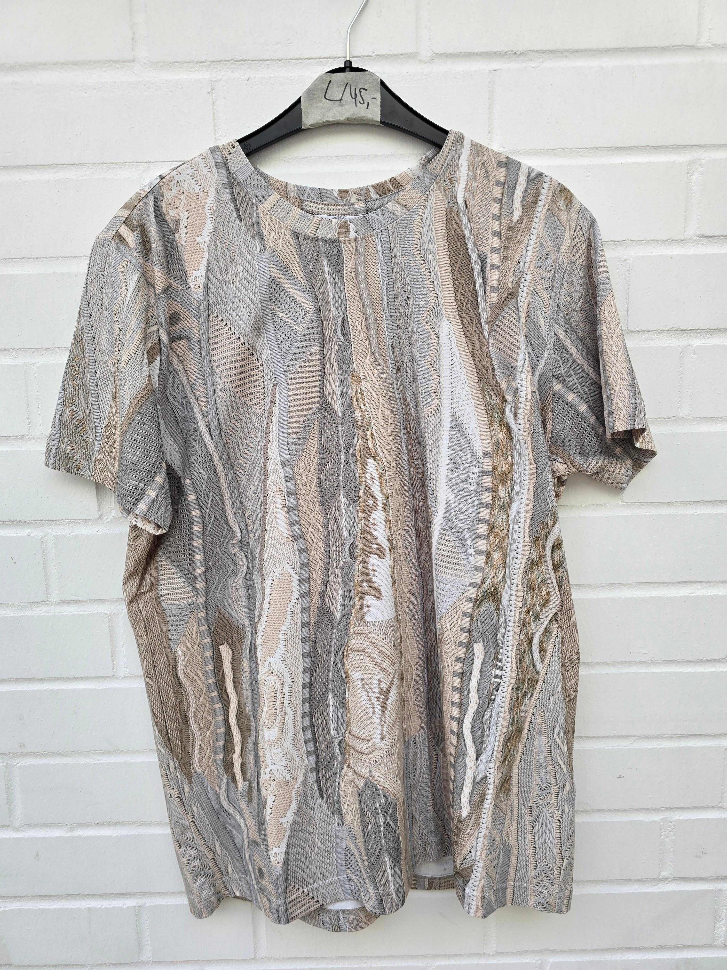 Carlo Colucci Tshirt beige 3d Optik Gr L