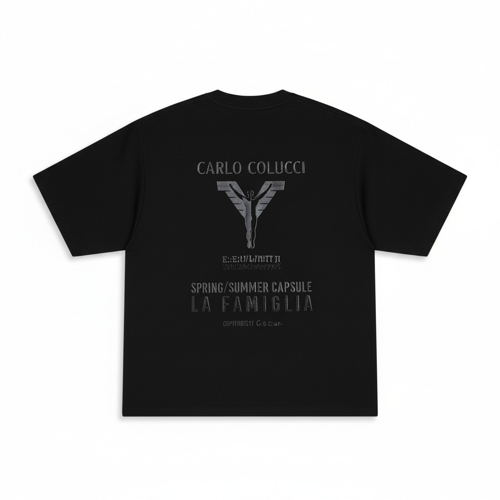 Carlo Colucci Tshirt schwarz obersize unisex Gummiprint -40-