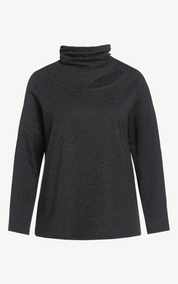 (U29) Ulla Popken Langarmshirt dunkelgrau 810002 121