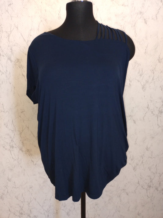 (U31) Ulla Popken T-Shirt Navy asymmetrisch 807006 130