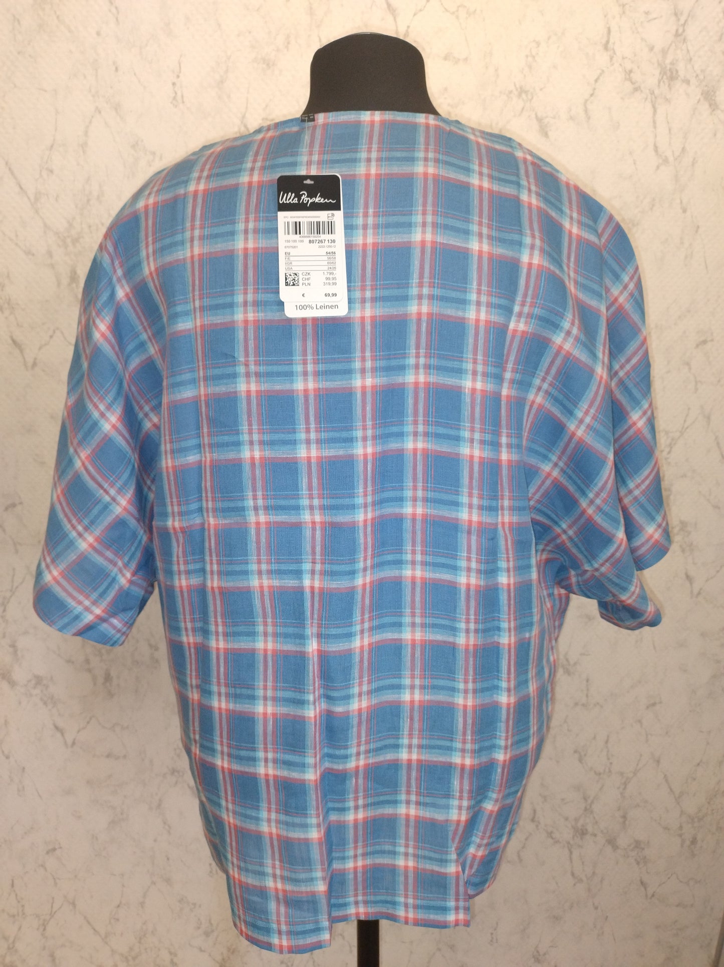 (U8) Ulla Popken Bluse blau kariert 807267 130