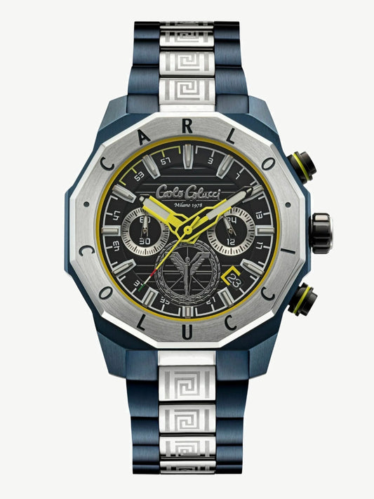 Nr11 Carlo Colucci Armbanduhr navyblau silber Metall Armband Automatik + 2 Jahre Herstellergarantie