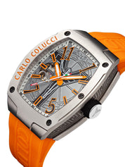 Nr19 Caro Colucci Armbanduhr orange silber Hersteller Garantie 2 Jahre