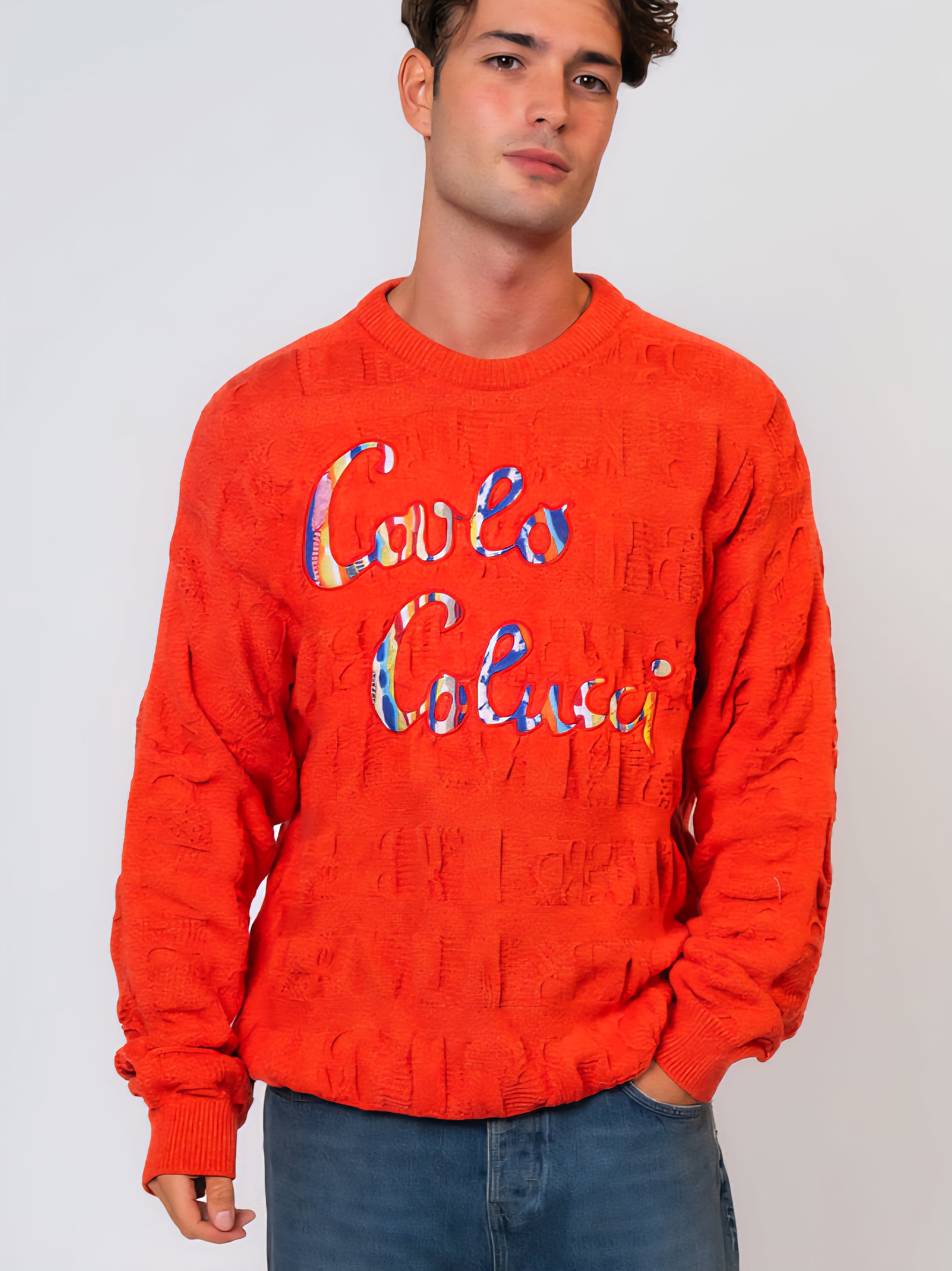 Carlo Colucci 3d Strickpullover orange LIMITED EDITION