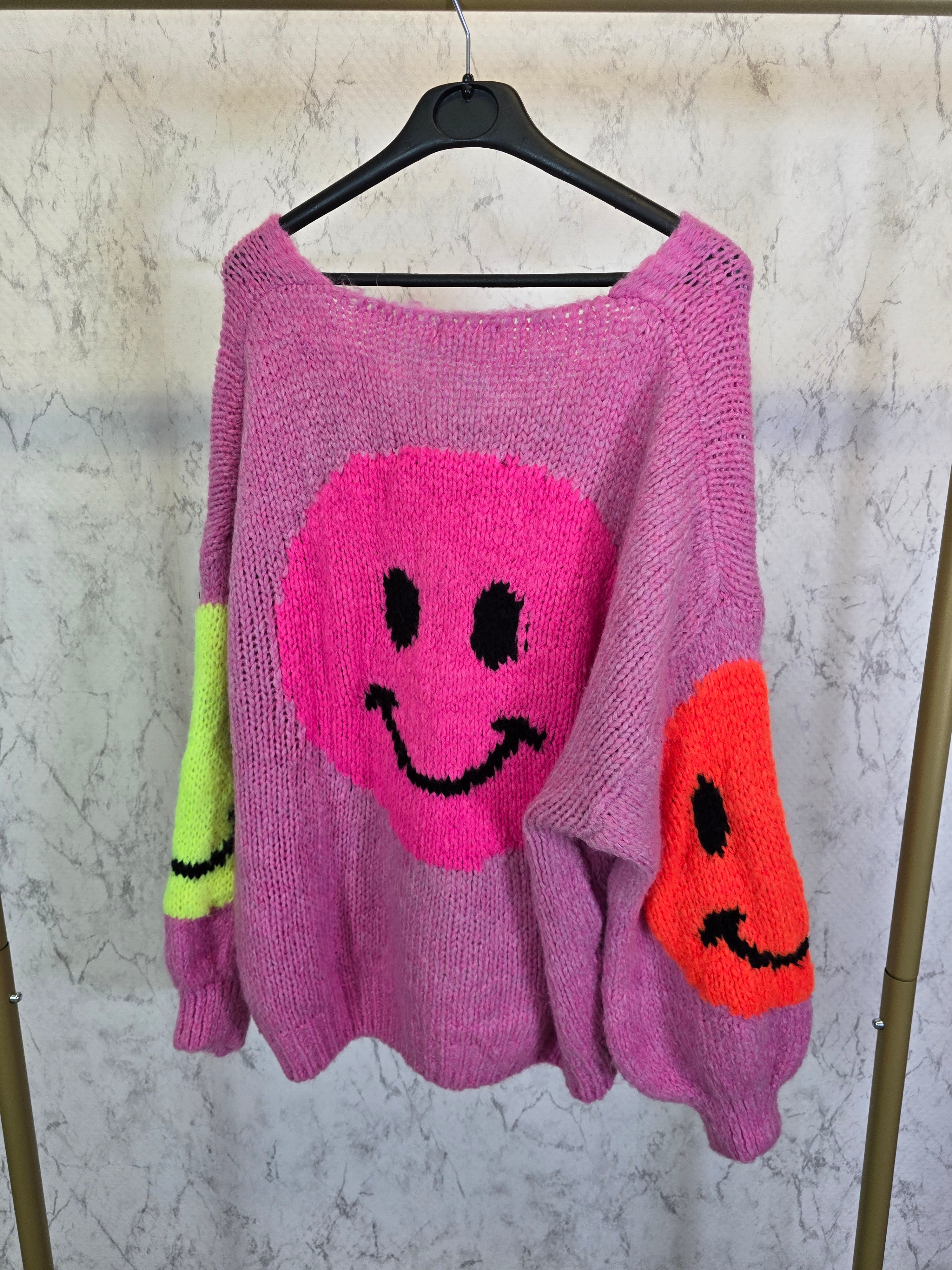 Smiley Pullover pink Kuschelpullover dick