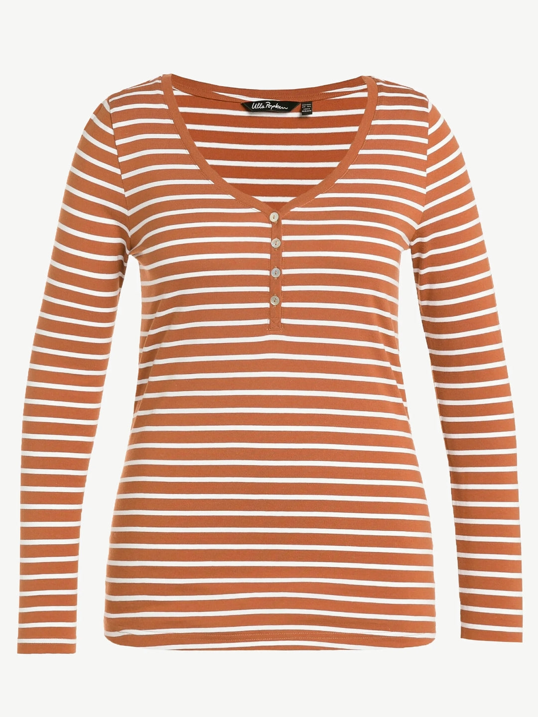 ULLA POPKEN Langarm shirt gestreift braun 808790 330 (U27)