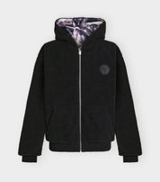 Original Carlo Colucci Teddy Wendejacke  schwarz weiß Jacke Reißverschluss Schrift.