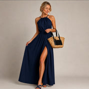 Sommerkleid schulterfrei Lang schwarz beige navyblau khaki