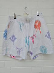(Stange2) Carlo Colucci Badehose Nadeshort weiß bunte Muster Gr L