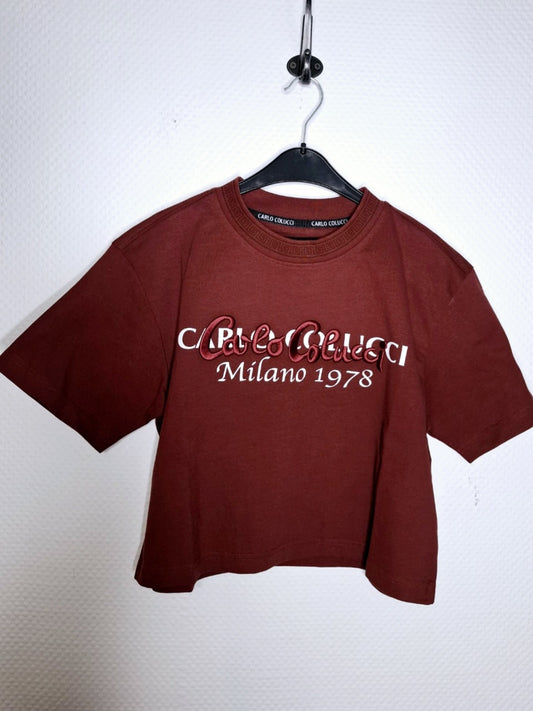 (8) Carlo Colucci Damen Tshirt crop Shirt Rot