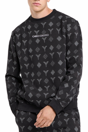 Carlo Colucci Anzug Set schwarz muster Sweatshirt und Hose CC-C4751-201 CC-C4228-201