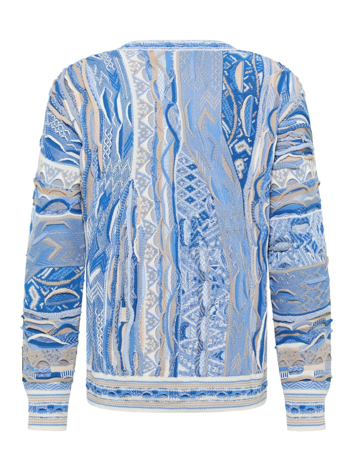 (97) Carlo Colucci 3D Strickpullover Pullover hellblau weiß C12501 COL 161