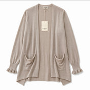Glitzer Cardigan lang Rüschen Ärmel