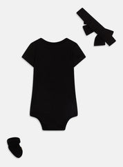 Nike Baby Mädchen Set Box Body Socken Stirnband schwarz gold