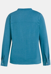 (U31)Ulla Popken Langarm Zip-Up Blau 812515 734