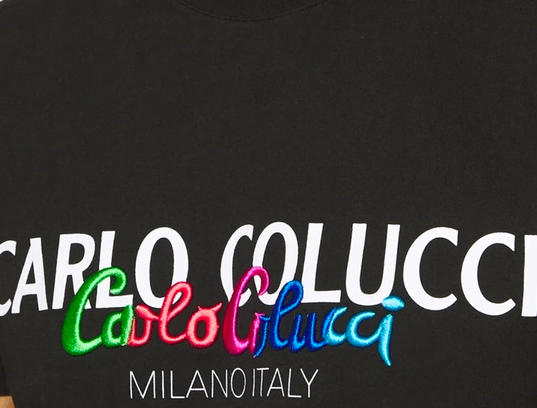 Carlo Colucci Sweatshirt schwarz Schrift bunt C5517-20