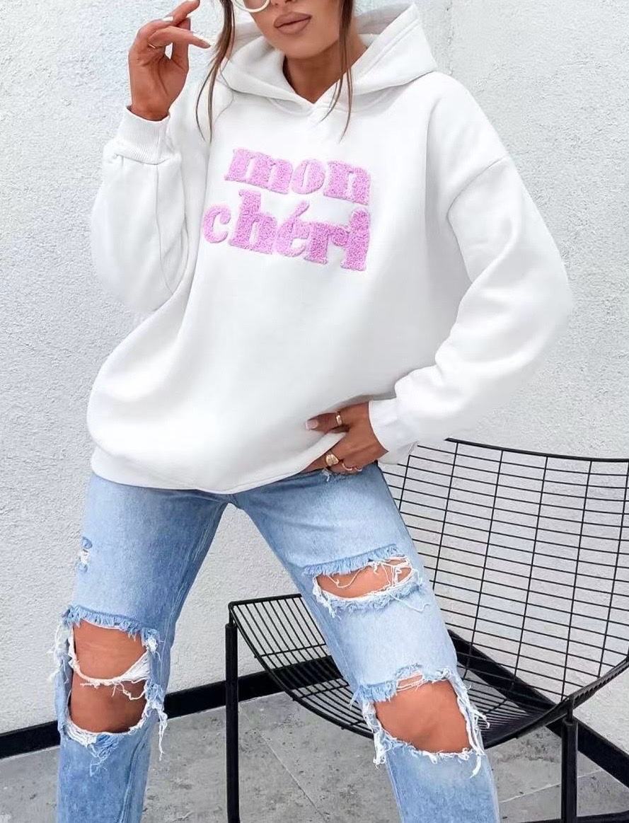 Mon Chèri Hoodie Damen innen Fleece braun, creme, weiß, schwarz