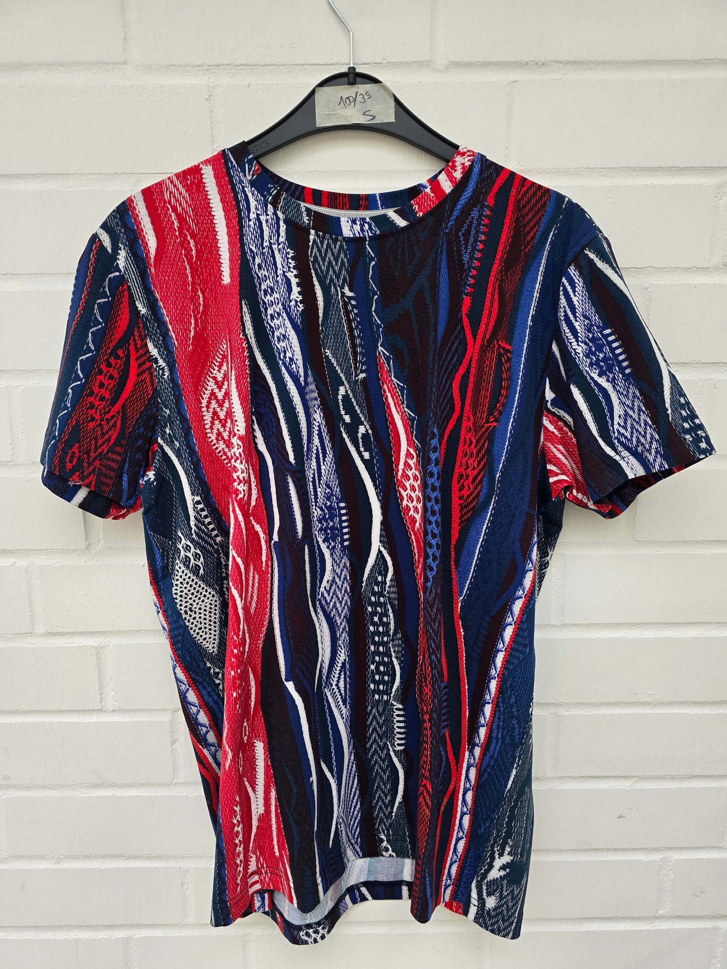 (Stange2) Carlo Colucci Tshirt blau rot muster Gr S