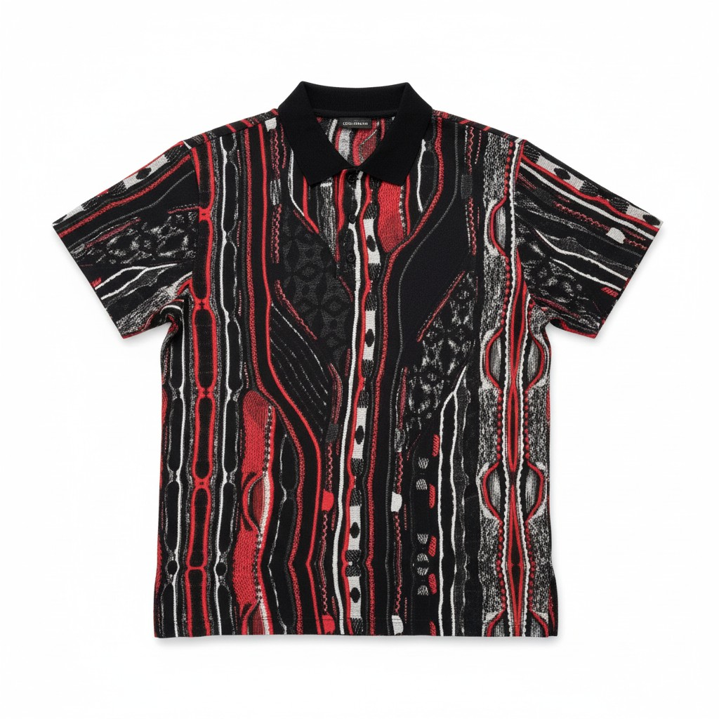 Carlo Colucci Poloshirt schwarz bunt Comfort Fit -59-
