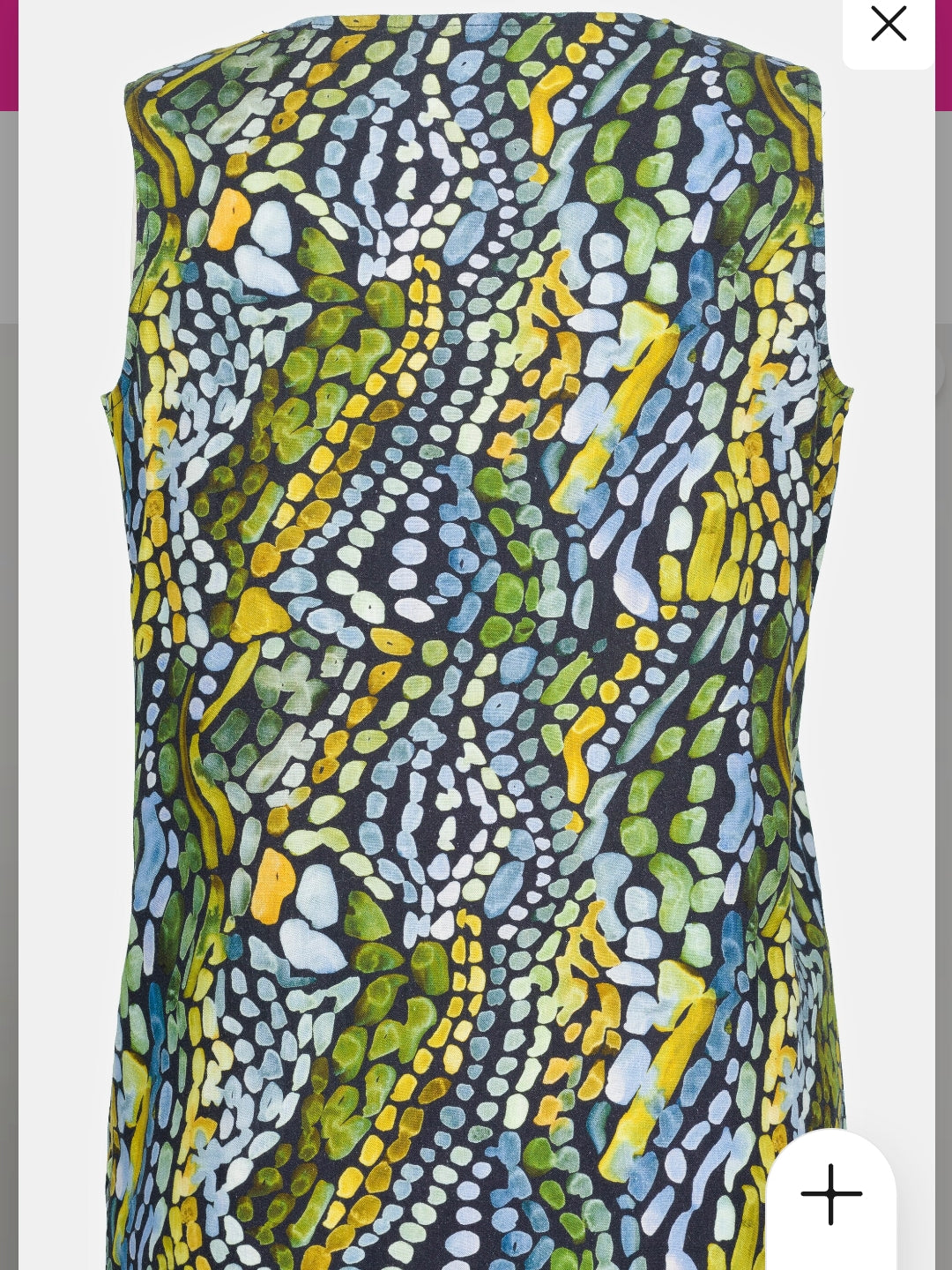 ULLA POPKEN Bluse kurzarm Tanktop grün blau muster gepunktet 809461 130 -U12-