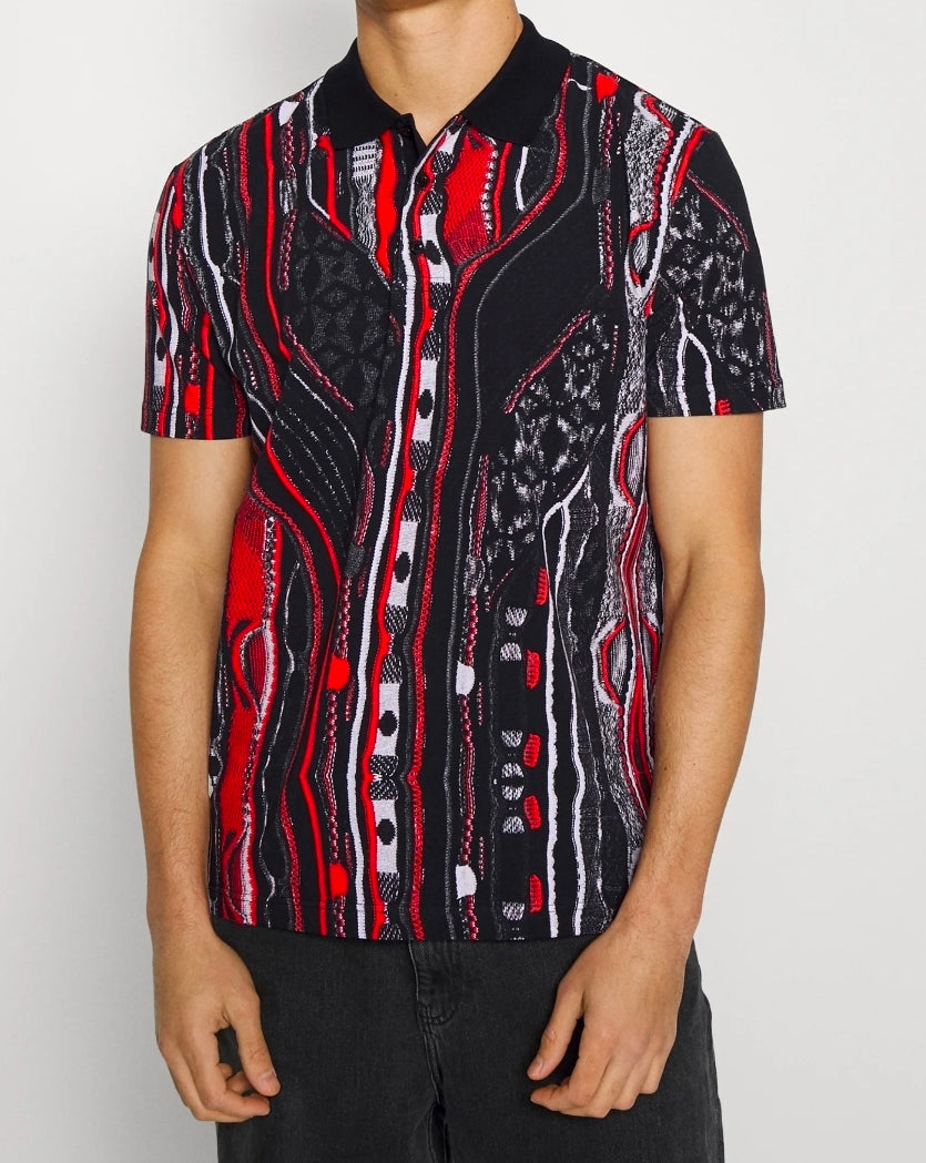 Carlo Colucci Poloshirt schwarz bunt Comfort Fit -59-