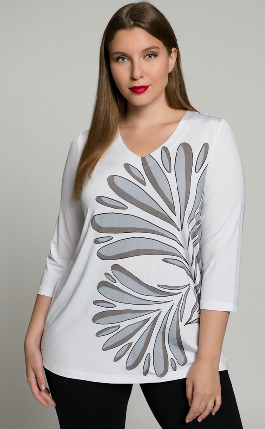 (U10) Ulla Popken Langarmshirt weiß 811890 200