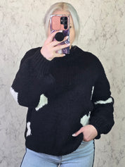 Herz Pullover schwarz Kuschelpullover dick