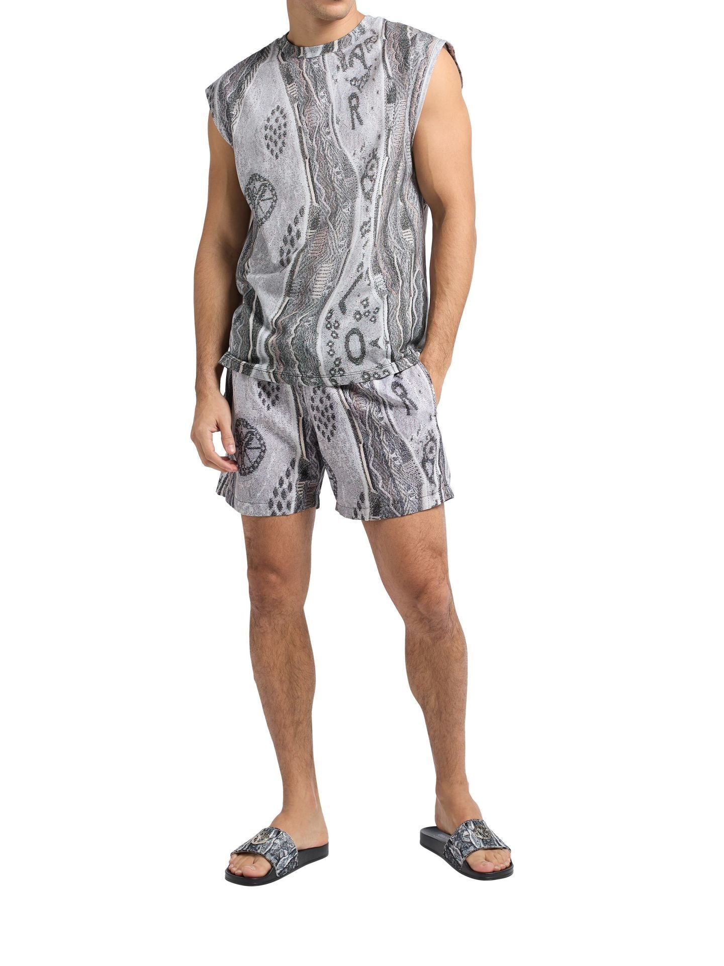(121) Carlo Colucci Tanktop grau muster