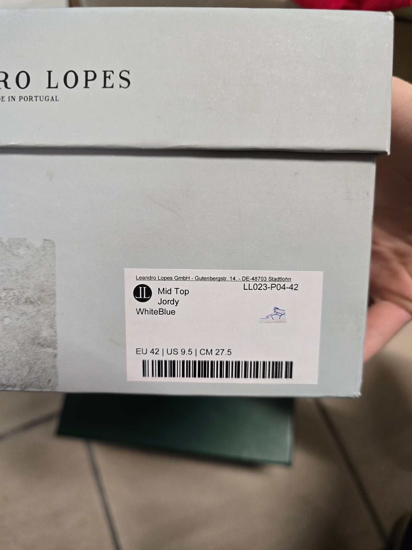 Leandro Lopes Sneaker Gr 42 Mid Top Jordy weiß blau